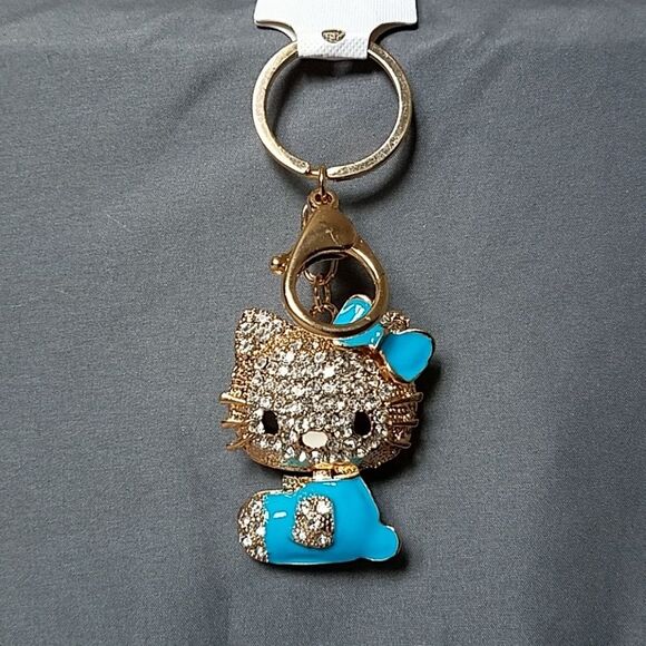 Hello Kitty Blue Bejeweled Swivel Keychain - Picture 1 of 3